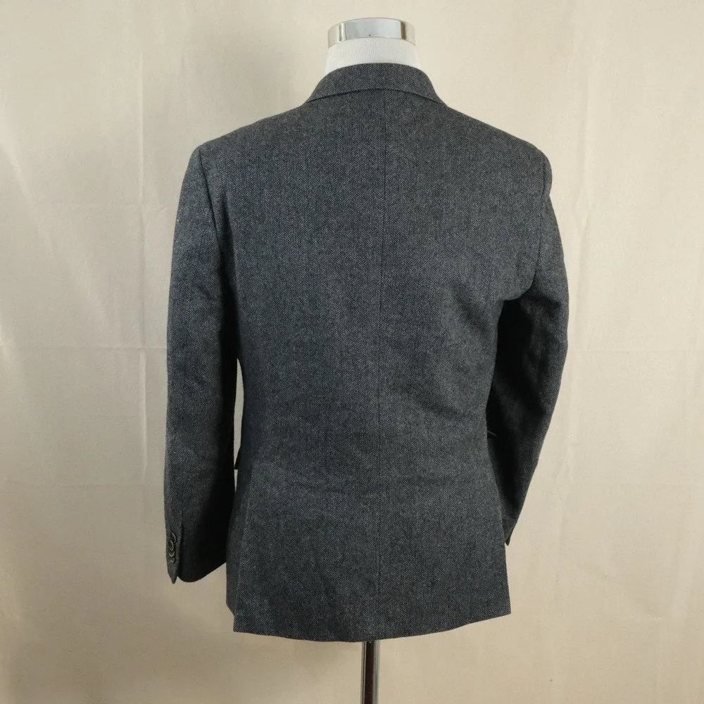 Tommy Hilfiger 38S Blazer Wool Blend Grey Herringbone Two Button Double Vented